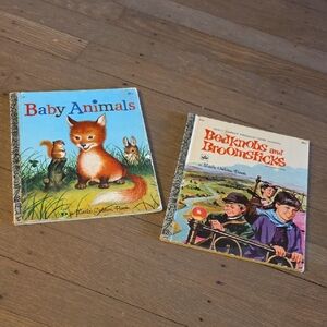 Little Golden Book Set: Baby Animals & Bedknobs and Broomsticks. Vintage 1970's